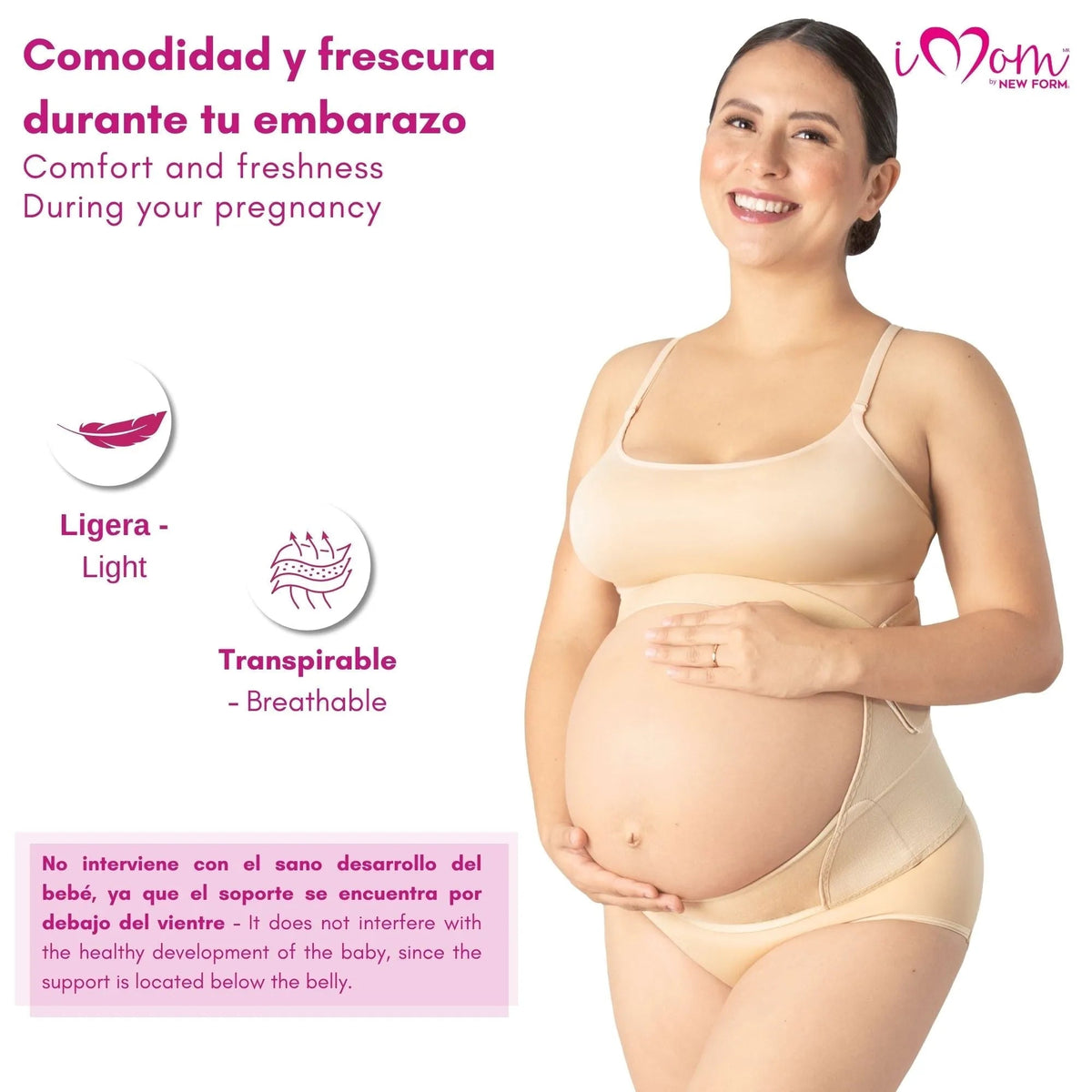 New Form Faja Para Embarazada Soporte Maternal Con Tela Ajustable Color Nude - Fajasymas