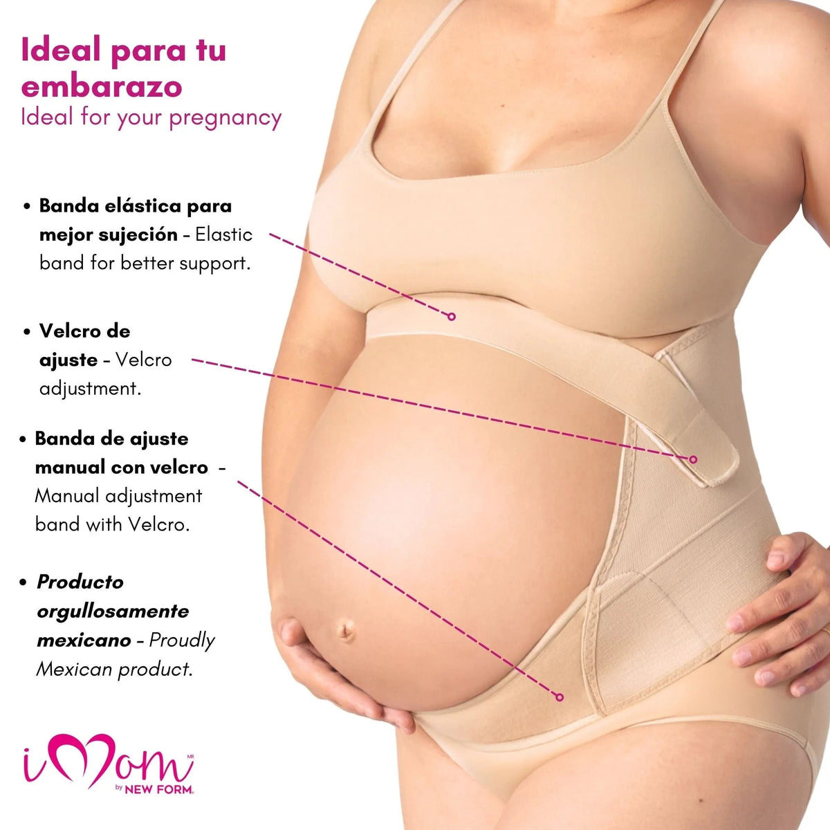 New Form Faja Para Embarazada Soporte Maternal Con Tela Ajustable Color Nude - Fajasymas