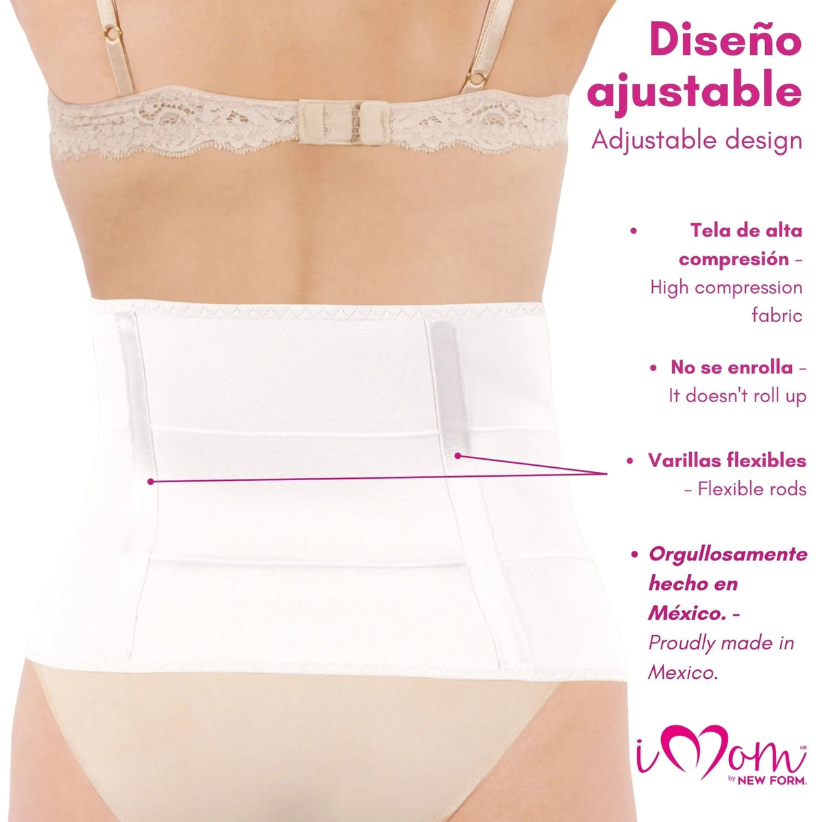 New Form Faja Postparto Envolvente Corta Con Varillas Flexibles Color Blanco - Fajasymas