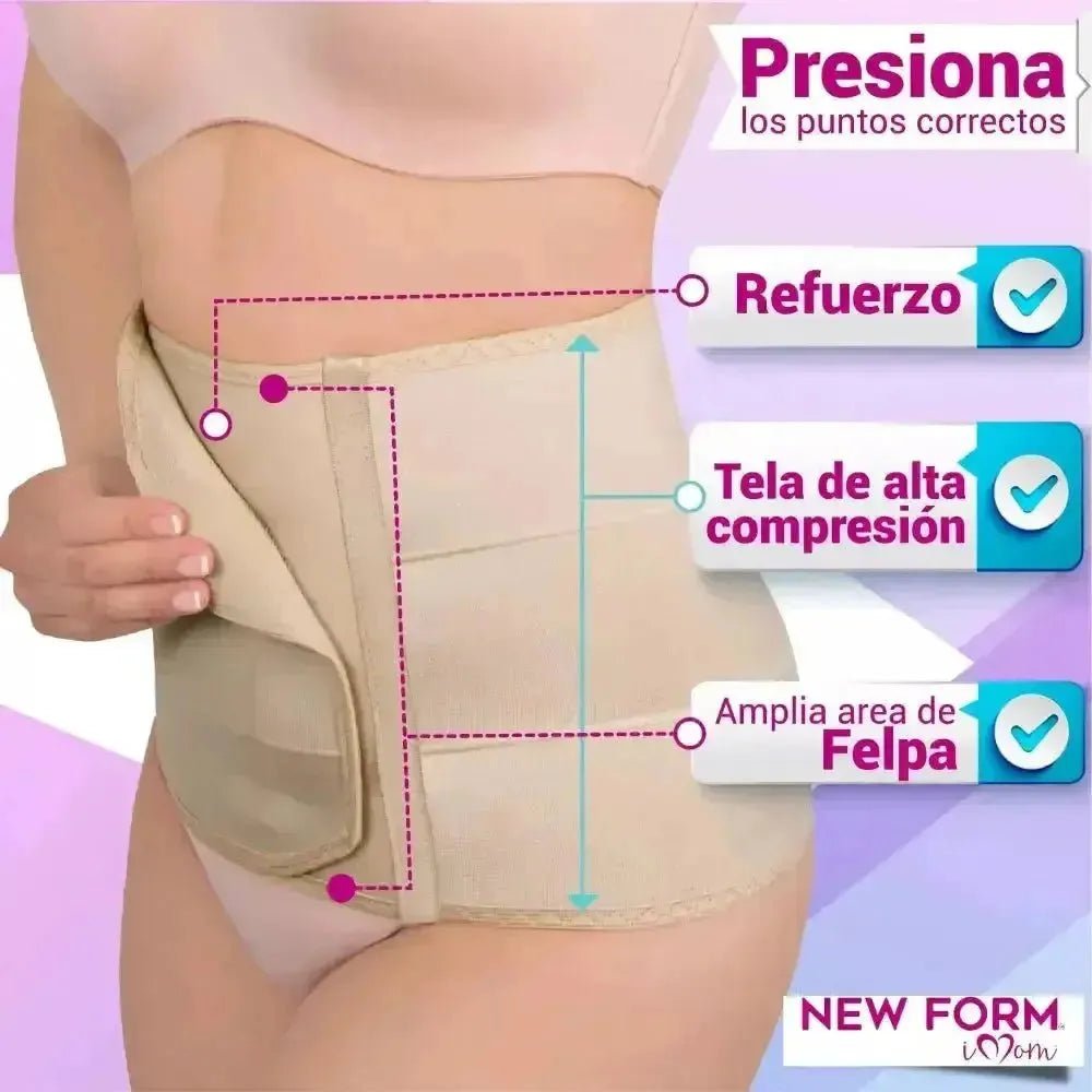 New Form Faja Postparto Envolvente Corta Con Varillas Flexibles Color Nude - Fajasymas