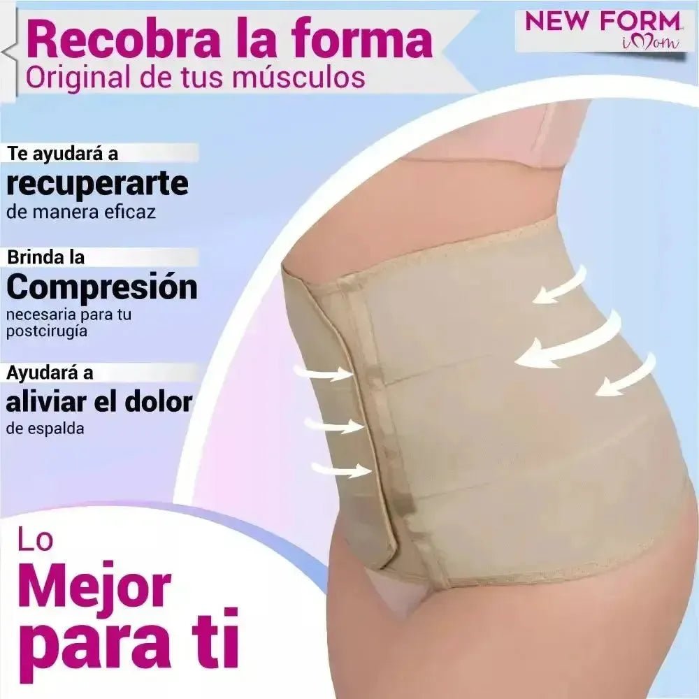 New Form Faja Postparto Envolvente Corta Con Varillas Flexibles Color Nude - Fajasymas