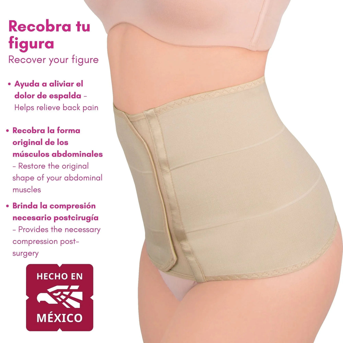 New Form Faja Postparto Envolvente Corta Con Varillas Flexibles Color Nude - Fajasymas