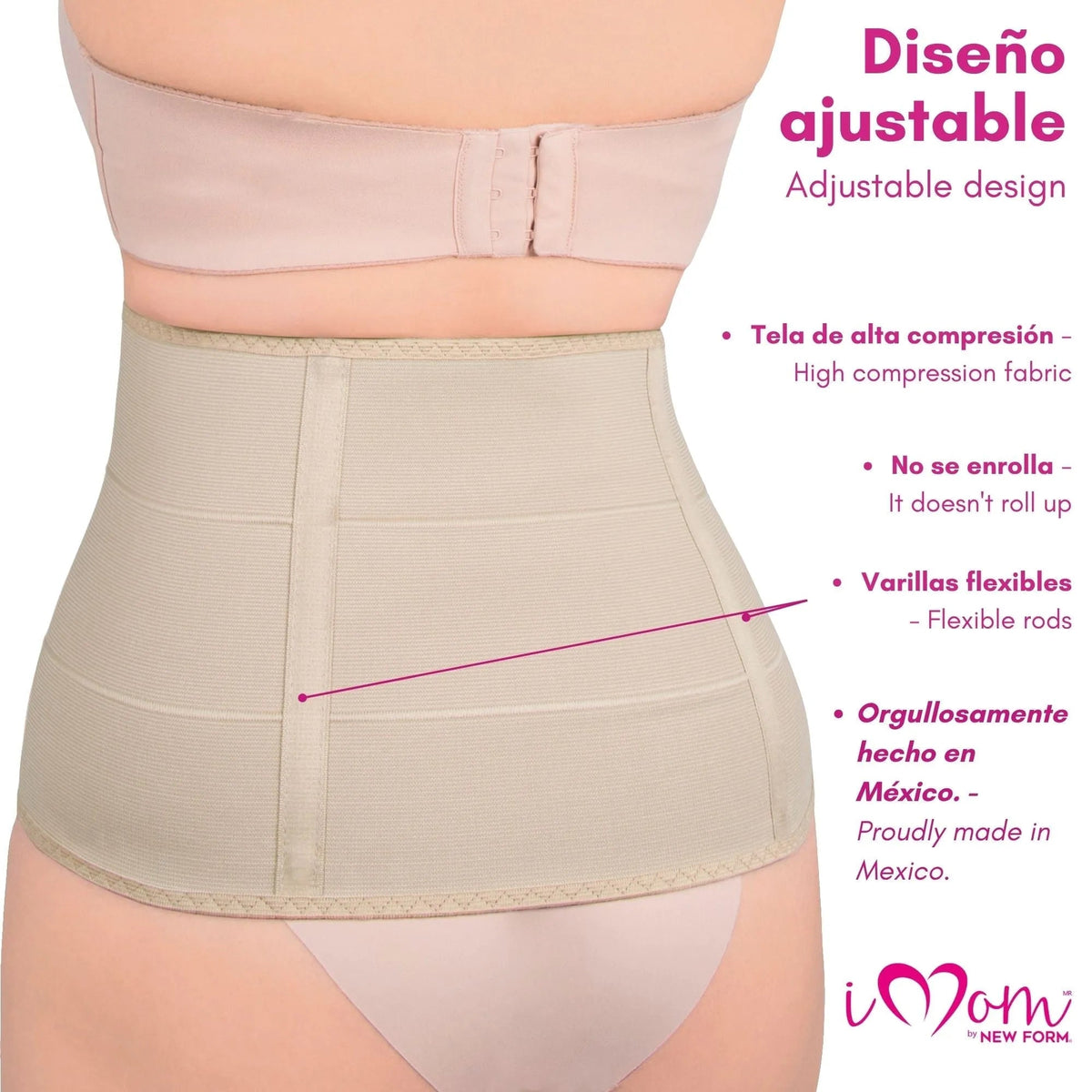 New Form Faja Postparto Envolvente Corta Con Varillas Flexibles Color Nude - Fajasymas