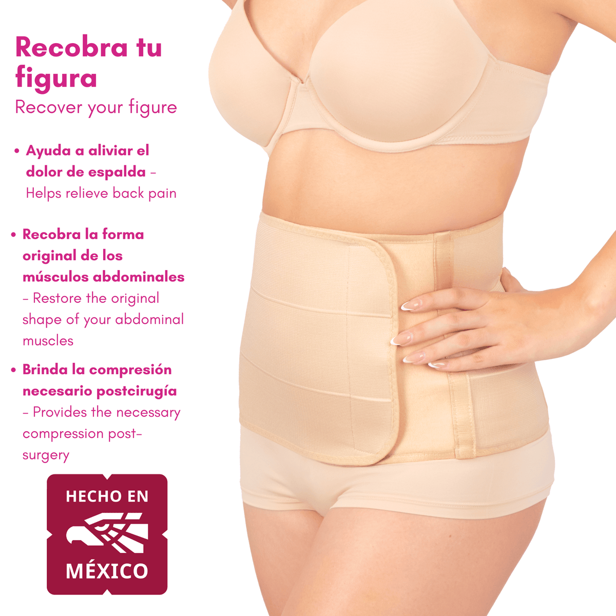 NEW FORM - Faja Postparto Envolvente Corta Con Varillas Flexibles Color Nude. Modelo 1101 - Fajasymas