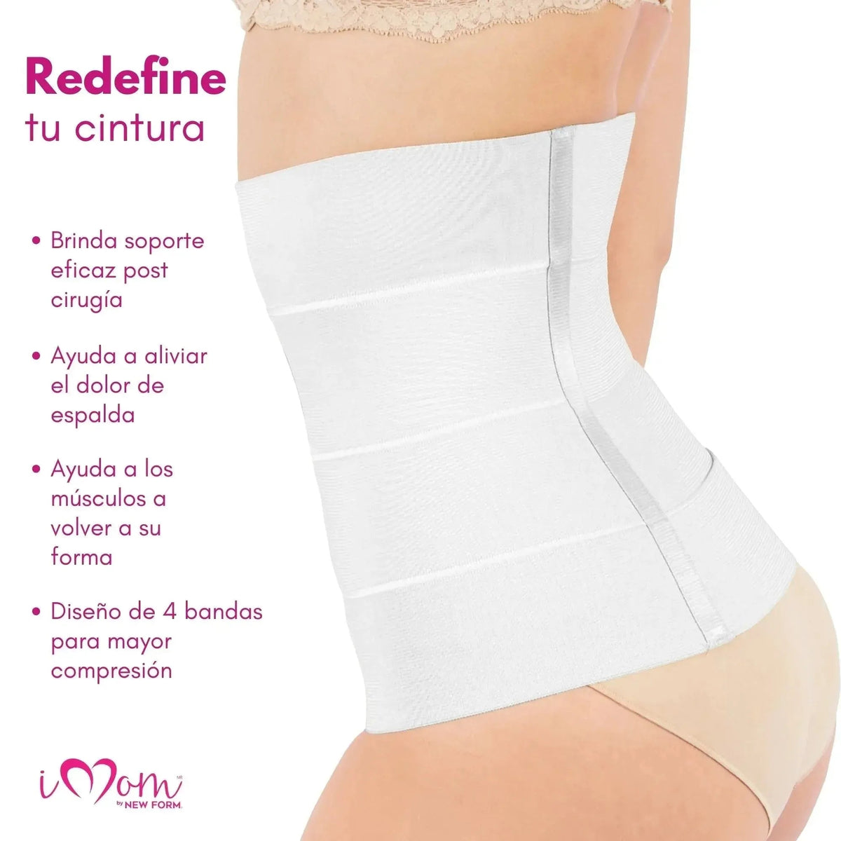 New Form Faja Postparto Y PostCirugia Envolvente Larga Abdomen Completo Color Blanco - Fajasymas