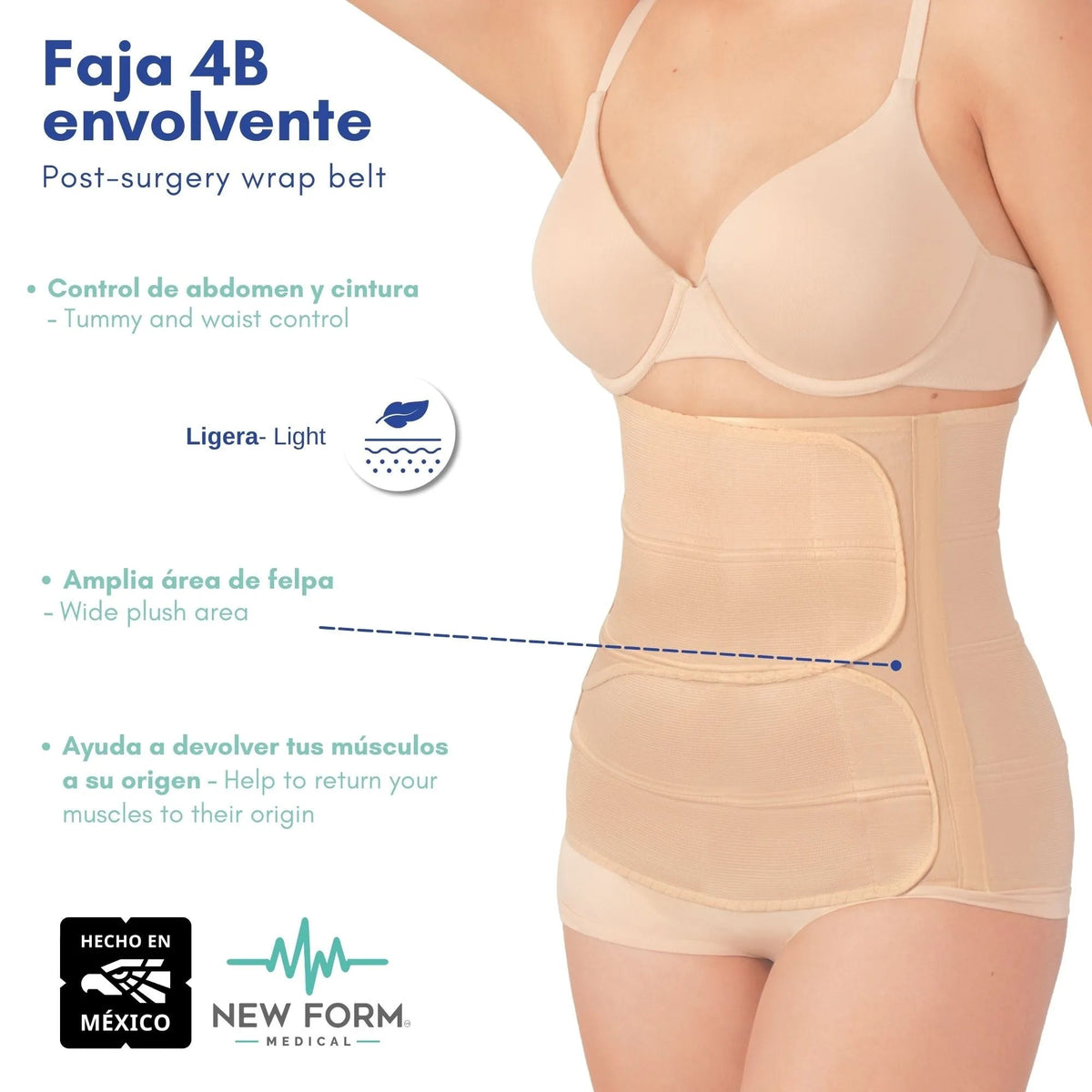 NEW FORM MEDICAL – Faja 4B Envolvente Doble Aleta. Modelo 877 - Fajasymas