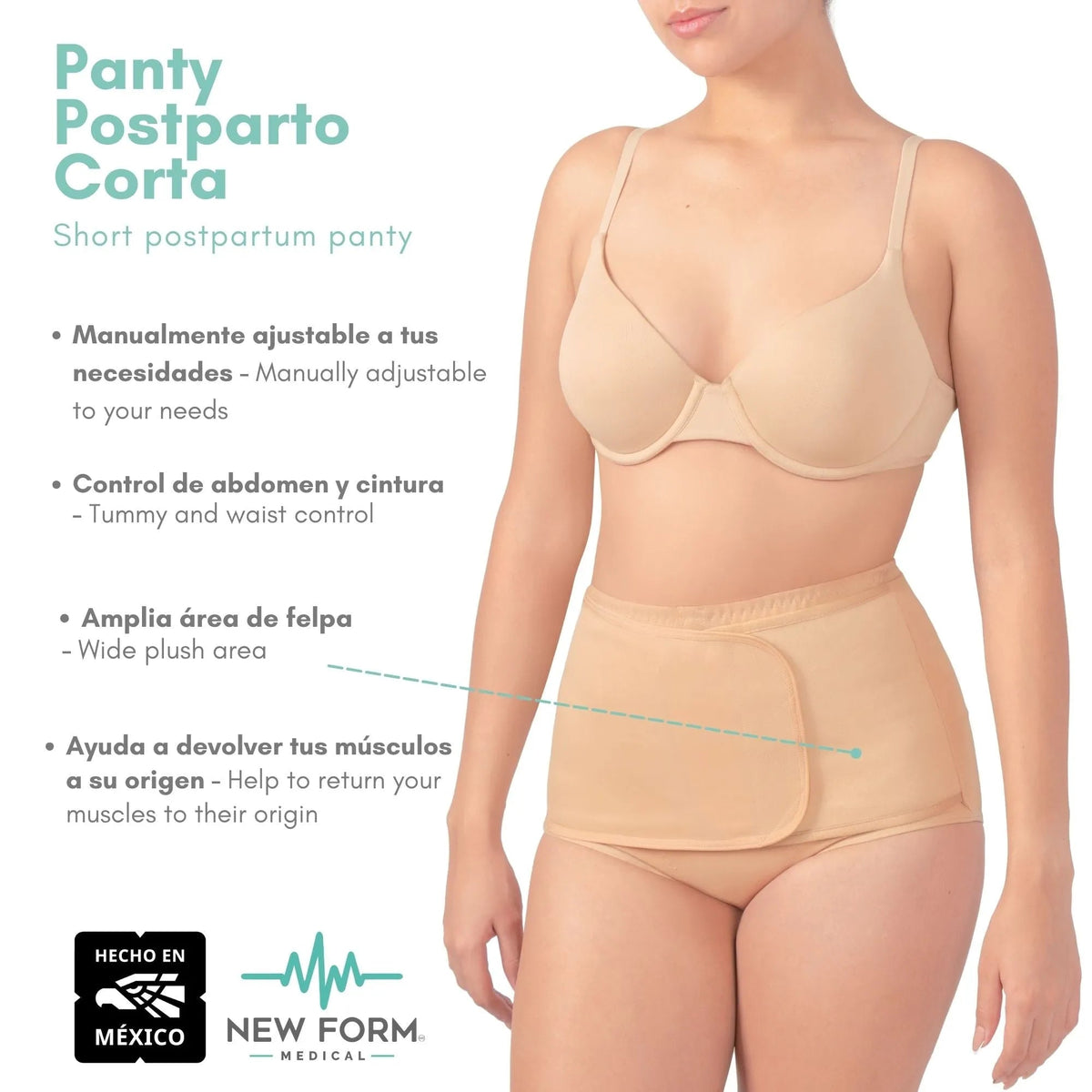 New Form Medical – Panty Postparto Corta Ajustable - Fajasymas