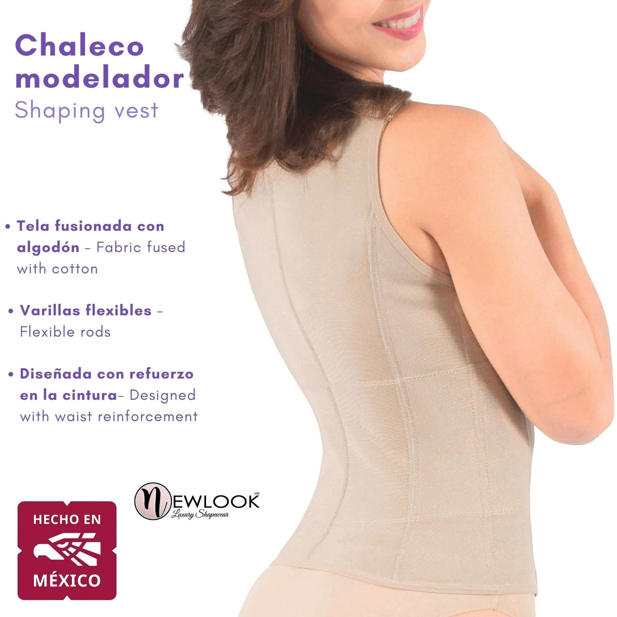 NEWLOOK - Faja Chaleco Modelador Con Tela Suave y Alta Compresión. Modelo 918 - Fajasymas