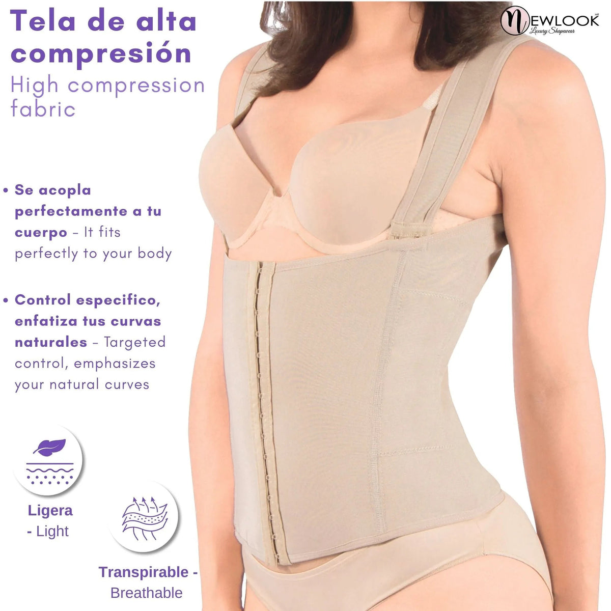 NEWLOOK - Faja Chaleco Modelador Con Tela Suave y Alta Compresión. Modelo 918 - Fajasymas