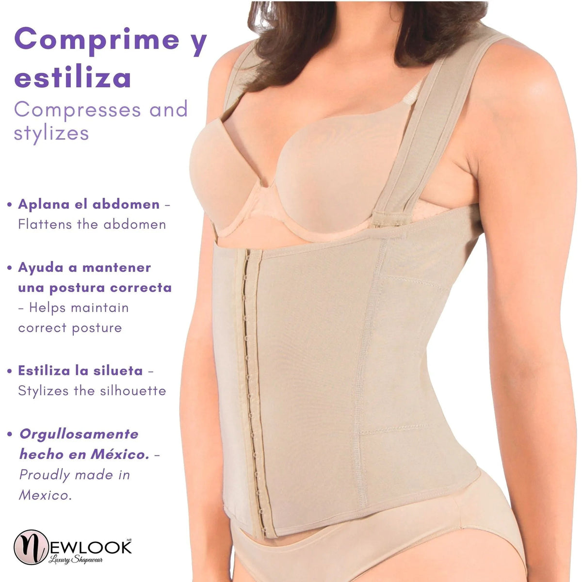 NEWLOOK - Faja Chaleco Modelador Con Tela Suave y Alta Compresión. Modelo 918 - Fajasymas
