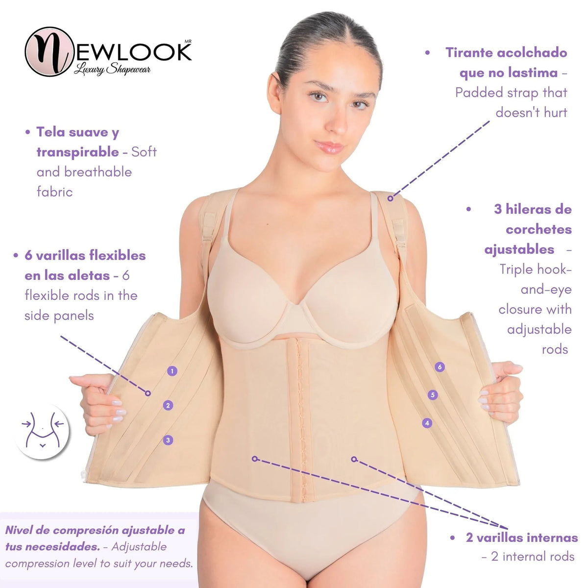 NEWLOOK – Faja Chaleco Ultra Modelador. Modelo 923 - Fajasymas