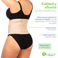 NEWLOOK MEDICAL Soporte Sacro Lumbar Alto - Alta Compresión – Ajustable - 4 Varillas flexibles - Fajasymas