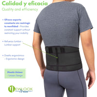 NEWLOOK MEDICAL Soporte Sacro Lumbar Alto - Alta Compresión – Ajustable - 4 Varillas flexibles - Fajasymas
