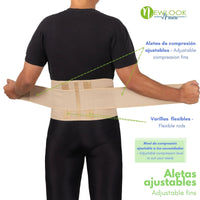 NEWLOOK MEDICAL Soporte Sacro Lumbar Alto - Alta Compresión – Ajustable - 4 Varillas flexibles - Fajasymas