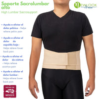 NEWLOOK MEDICAL Soporte Sacro Lumbar Alto - Alta Compresión – Ajustable - 4 Varillas flexibles - Fajasymas