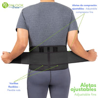 NEWLOOK MEDICAL Soporte Sacro Lumbar Alto - Alta Compresión – Ajustable - 4 Varillas flexibles - Fajasymas