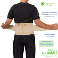 NEWLOOK MEDICAL Soporte Sacro Lumbar Alto - Alta Compresión – Ajustable - 4 Varillas flexibles - Fajasymas
