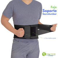 NEWLOOK MEDICAL Soporte Sacro Lumbar con Doble Ajuste - Alta Compresión - 7 Varillas flexibles. Modelo 855 - Fajasymas